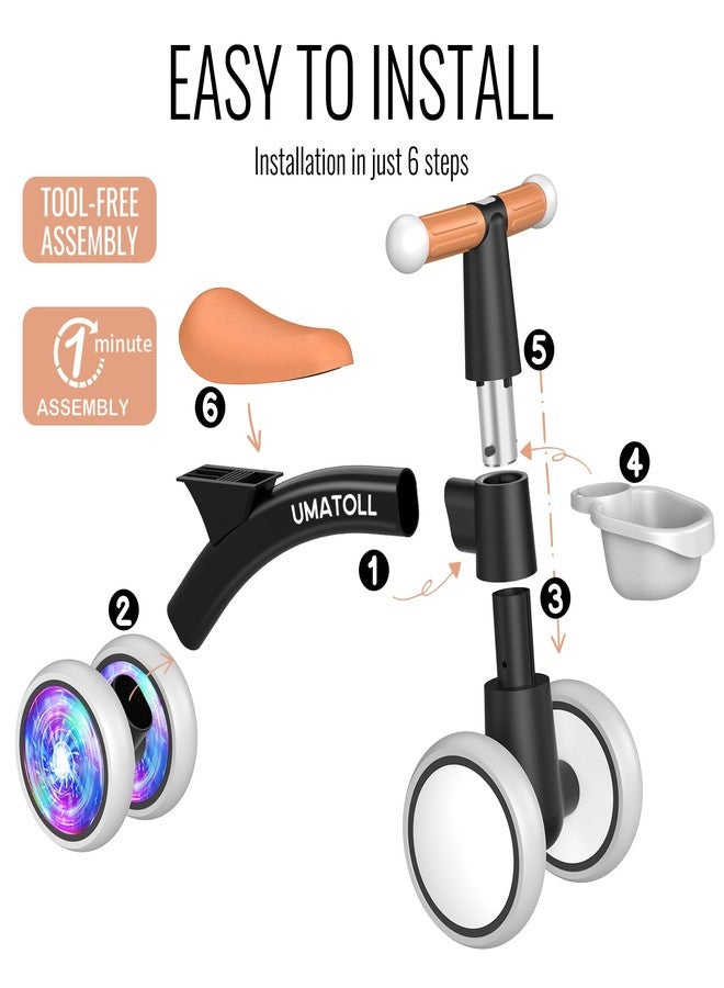 Umatoll Colorful Lighting Baby Balance Bike Toys for 1 Year Old Boys Gifts, Adjustable Seat Baby Walker, One Year Old Boy Birthday Gifts, 12-24 Months Toddler First Ride on Toys - Image 5